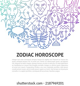 Zodiac Horoscope Line Concept. Vector Illustration of Outline Design.