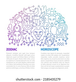 Zodiac Horoscope Line Template. Vector Illustration of Outline Design.