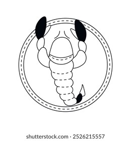 Horóscopo do zodíaco. Símbolo de ícone astrológico de Escorpião. Símbolo estelar estilizado esotérico. Ilustração de vetor de linha simples.