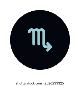 Zodiac horoscope. Scorpio astrological icon symbol. Stylized star sign esoteric. Simple line vector illustration.