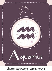 Zodiac horoscope sign Aquarius with constellation