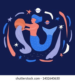 Zodiac horoscope sign Aquarius. Zodiac signs