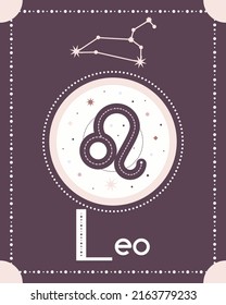 Zodiac horoscope sign Leo with constellation