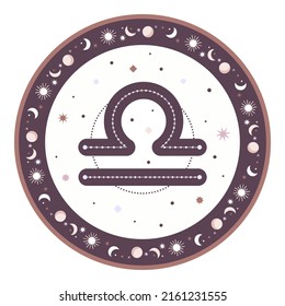 Zodiac horoscope sign Libra in round frame