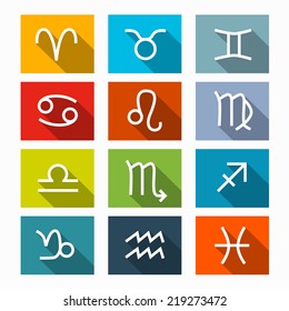 Zodiac - Horoscope Square Vector Icons Set