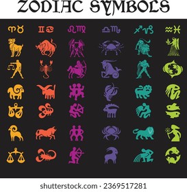zodiac horoscope symbol logo icon set