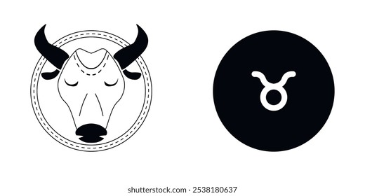 Horóscopo del zodiaco. Símbolo de icono astrológico de Tauro. Signo de estrella estilizado esotérico. Ilustración vectorial de línea simple.