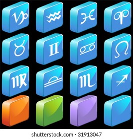 Zodiac Icon 3D Blue Set