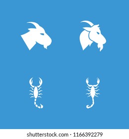 Zodiac icon. collection of 4 zodiac filled icons such as goat. editable zodiac icons for web and mobile.