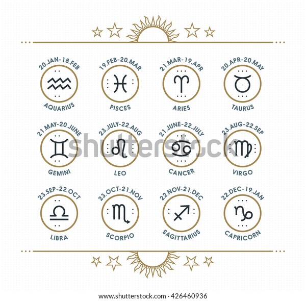 Zodiac Icon Collection Sacred Symbols Set Stock Vector (Royalty Free ...