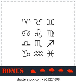 Zodiac icon flat. Simple vector symbol and bonus icon