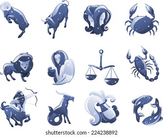 Zodiac icon illustrations cartoon vector illustration