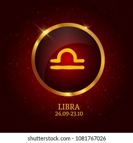 Zodiac Icon on red background with stars. Horoscope. Vector Illustration