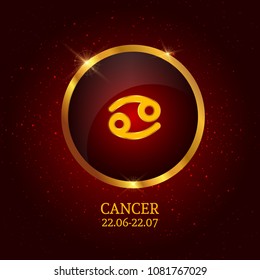 Zodiac Icon on red background with stars. Horoscope. Vector Illustration