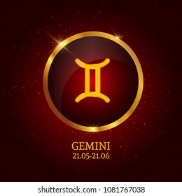 Zodiac Icon on red background with stars. Horoscope. Vector Illustration