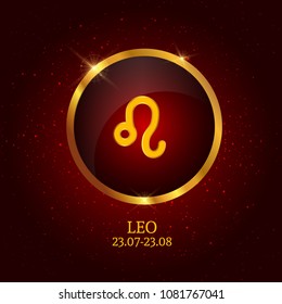Zodiac Icon on red background with stars. Horoscope. Vector Illustration