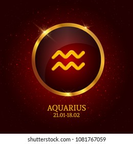 Zodiac Icon on red background with stars. Horoscope. Vector Illustration