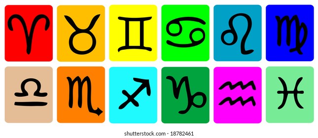  Zodiac Icon Set colour