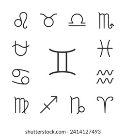 zodiac icon set isolated on white