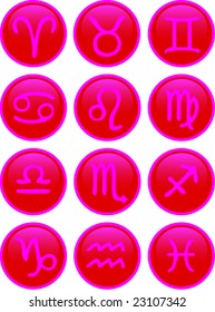 Zodiac Icon Set red and pink