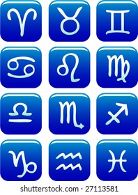 Zodiac Icon Set vector blue