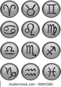 Zodiac Icon Set vector grey