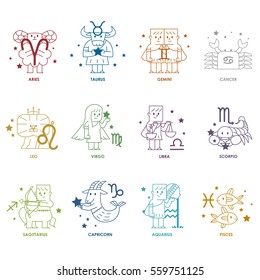 Zodiac icon set - Vector illustration