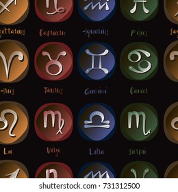 Zodiac icon set vector sign pattern