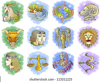 Zodiac Icon Vector Set; Vector Illustration