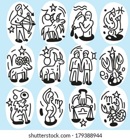 Zodiac icons - doodles set