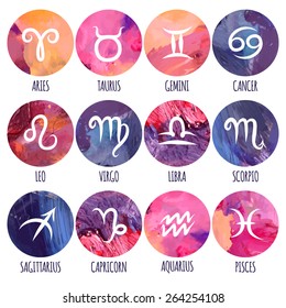 Zodiac icons. Freehand drawing.