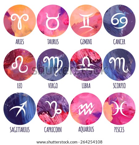 Zodiac icons. Freehand drawing.