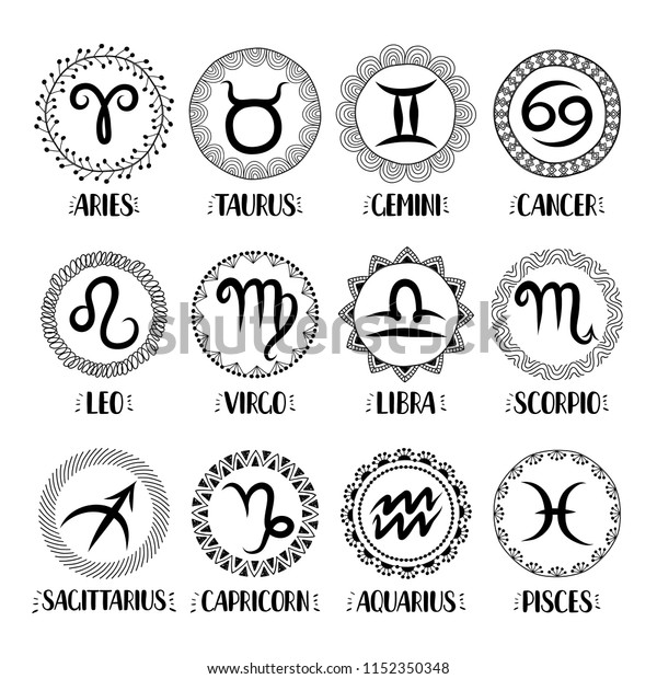 Zodiac Icons Freehand Drawing Can Be Stock Vector (royalty Free 