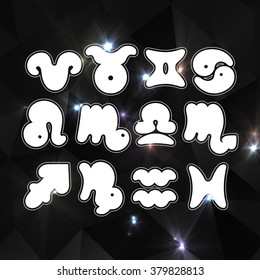 Zodiac icons. Funny bubble style for children or party.