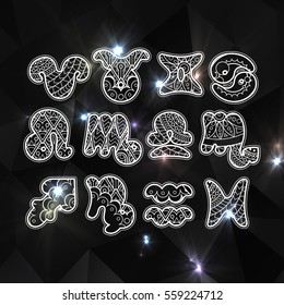 Zodiac icons. Funny bubble style for children or party. Vector collection.
