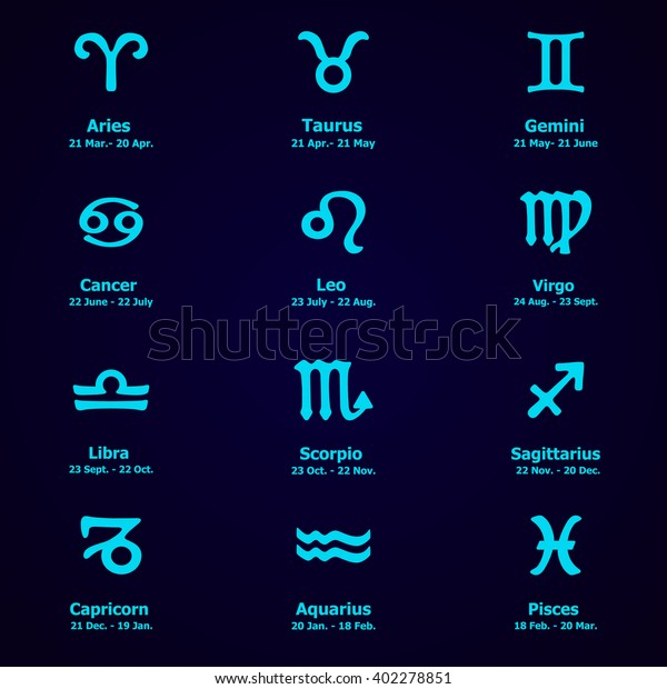 Zodiac Icons Horoscope Set Leo Virgo Stock Vector Royalty Free