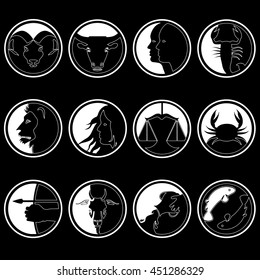 zodiac icons on blackboard and vector style.