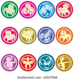 Zodiac icons set, isolated object against white background