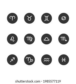 Zodiac icons set on a white background