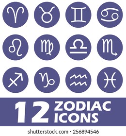 Zodiac icons set on a white background. Vector Illustration 