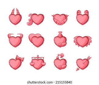 Zodiac icons set in the shape of heart, isolated, eps10 make transparent objects