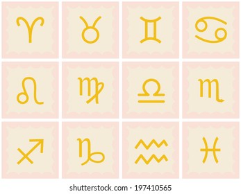 Zodiac icons set, vector.