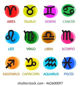 Zodiac Icons Set. Vector.