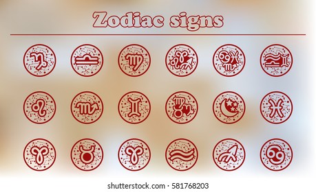 Zodiac icons set. Vector illustration of Zodiac signs collection.