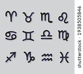 Zodiac icons stickers set collection