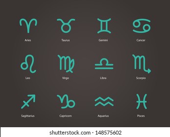 Zodiac icons. Vector illustration.