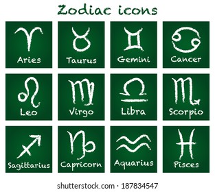 Zodiac icons. Vector illustration.