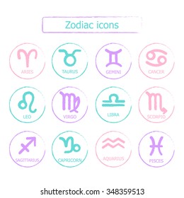 Zodiac icons. Vector illustration.