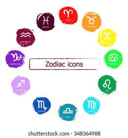 Zodiac icons. Vector illustration.