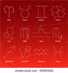 Zodiac icons. Vector illustration.